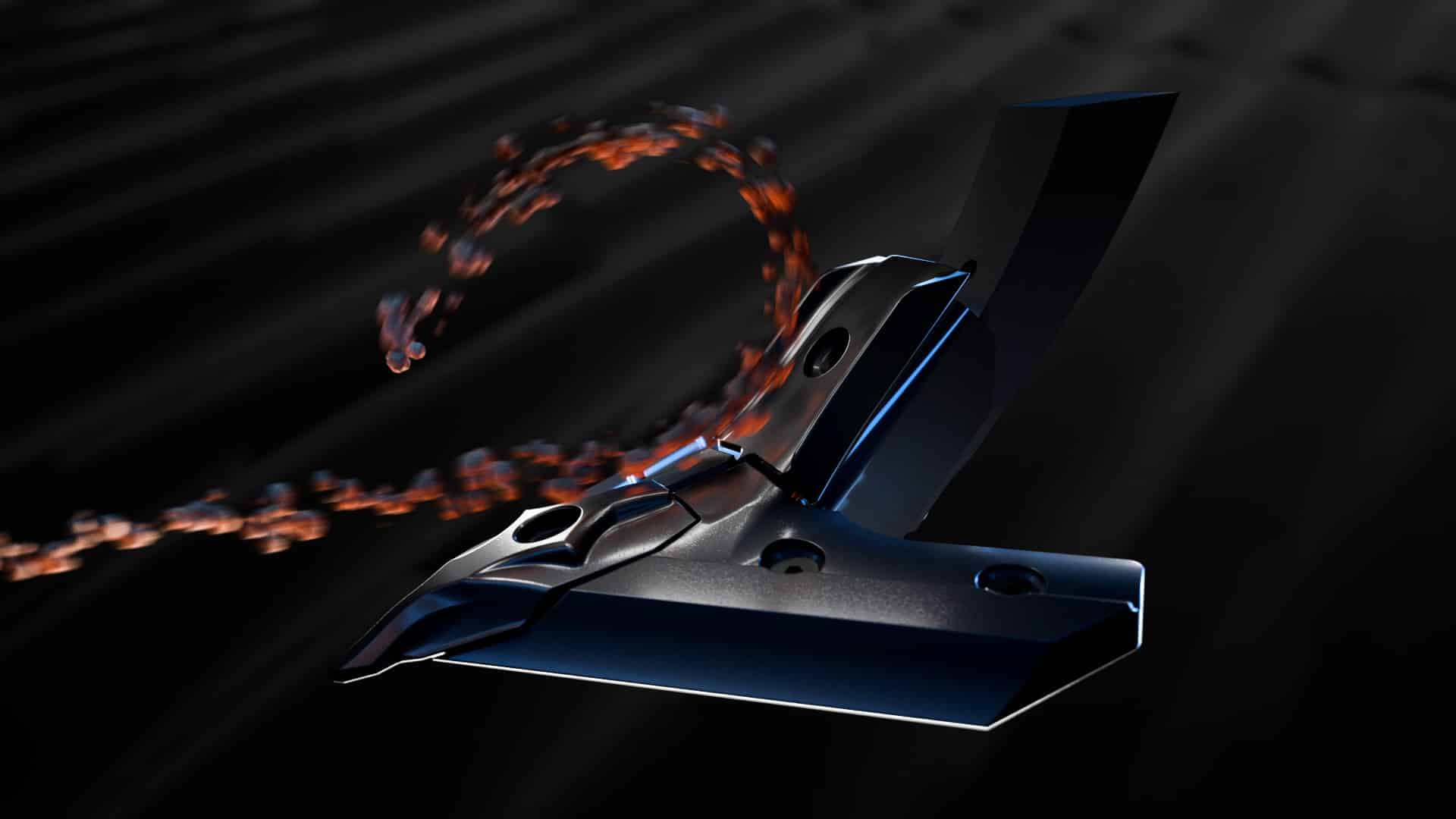 Detaillierte 3D-Visualisierung des Treffler Eco Blade mit animierter Darstellung von Partikeln und Materialfluss